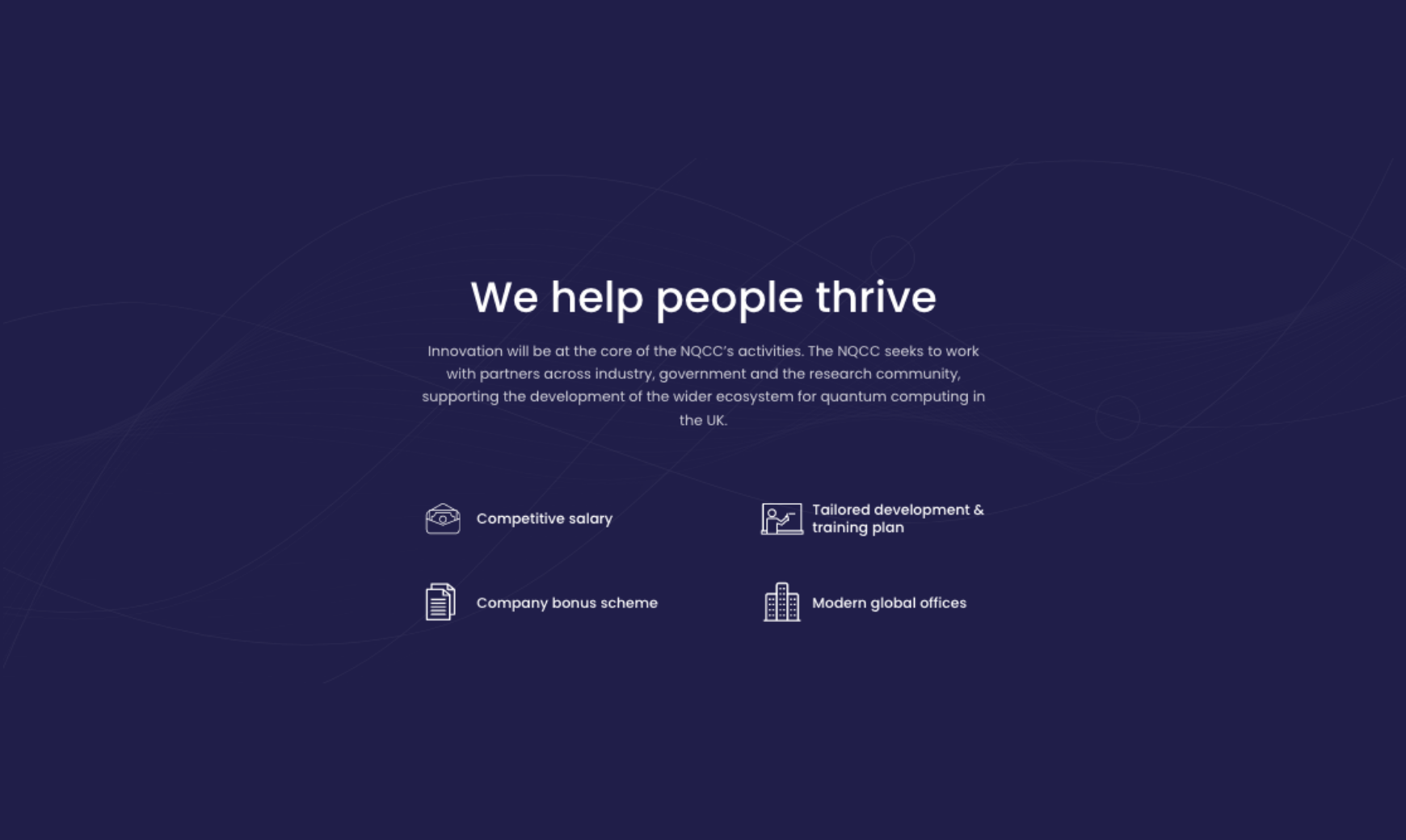 National Quantum Computing Centre (NQCC) bespoke web design about us page