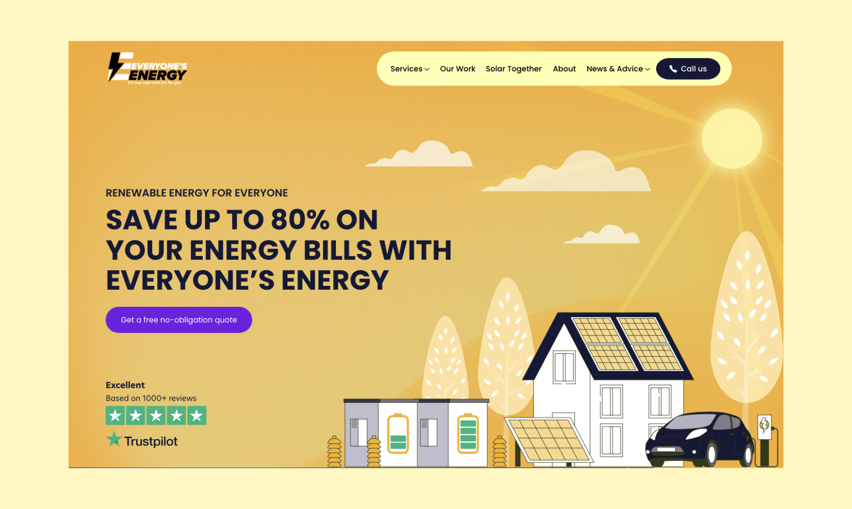 Everyone's Energy's bespoke web design home page