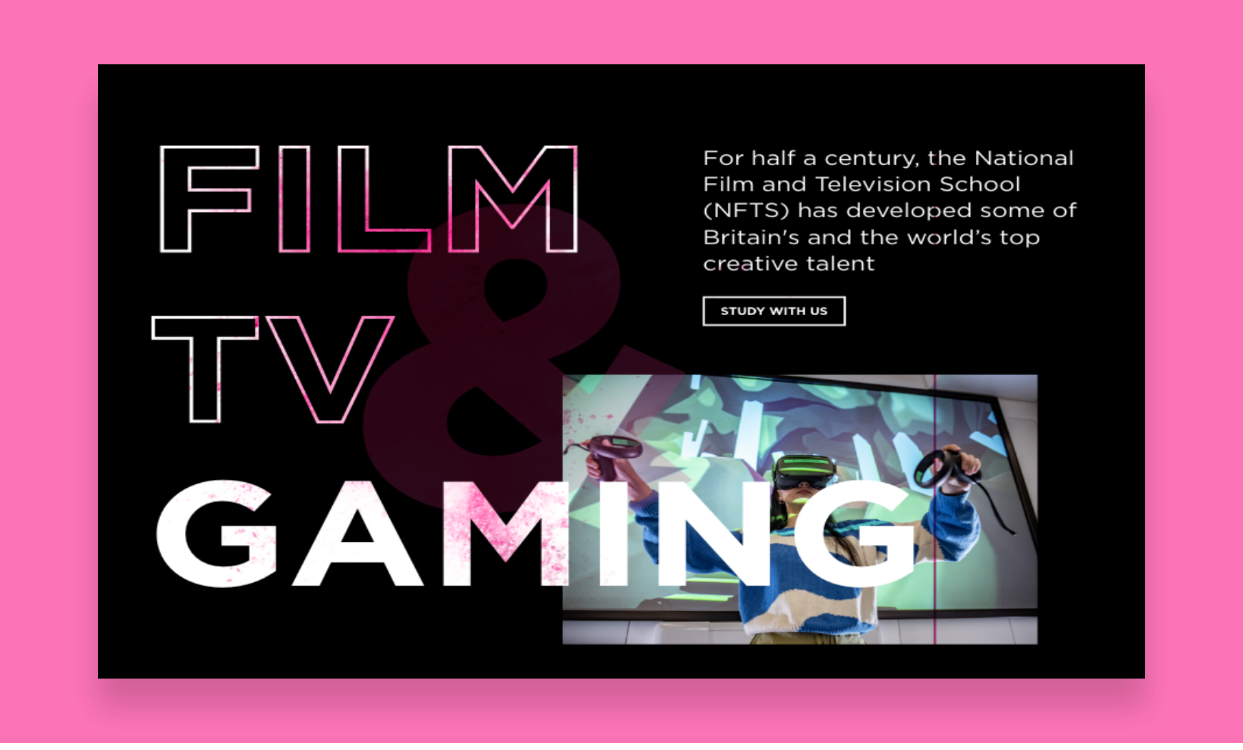 National Film and Television School (NFTS) bespoke web design film, TV, gaming page