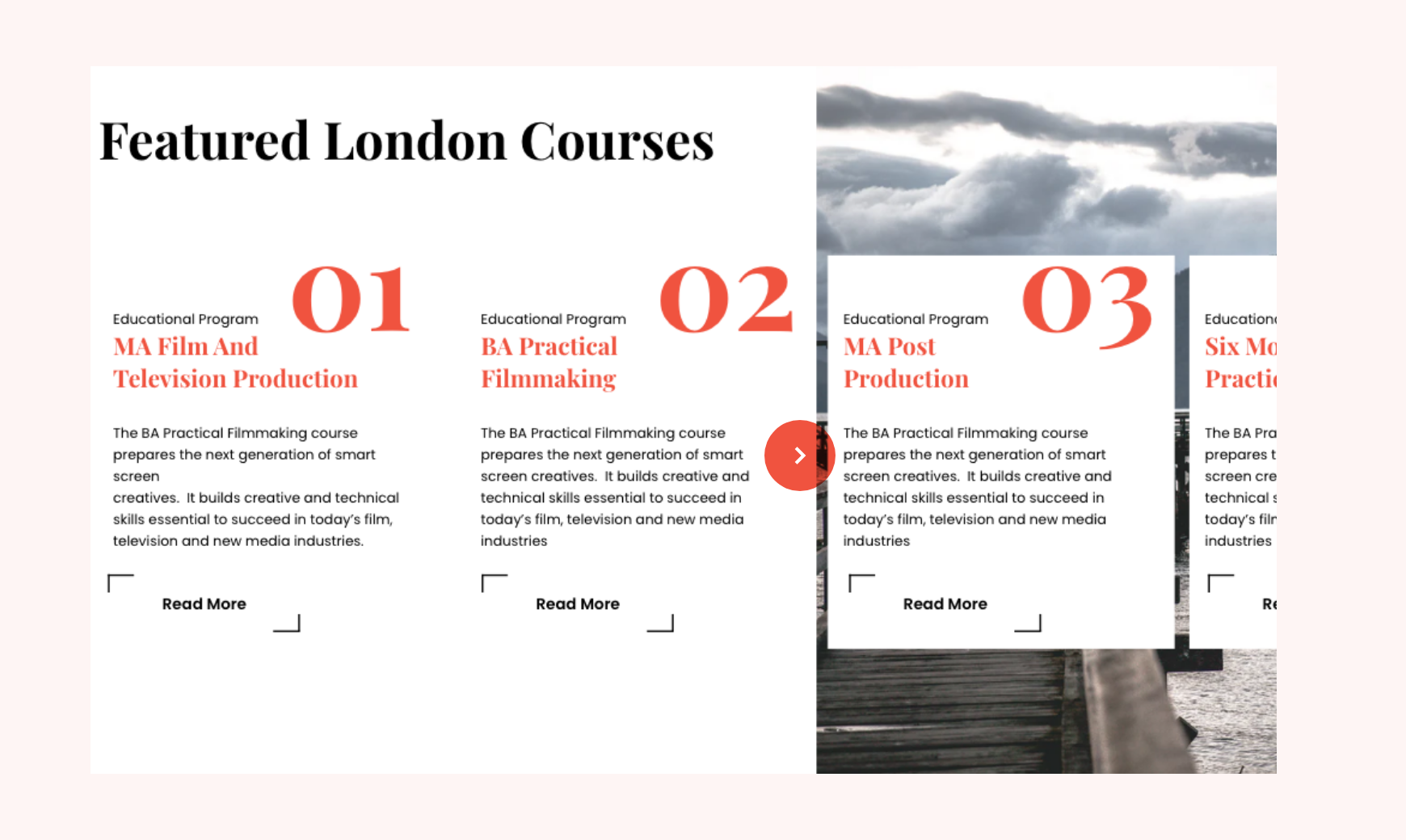 MetFilm School's bespoke web design London courses page