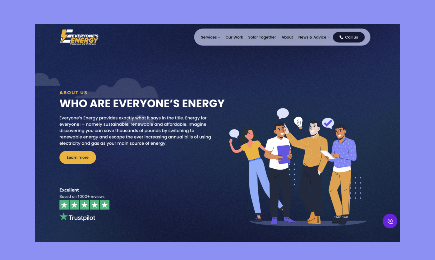 Everyone's Energy's bespoke web design about us page