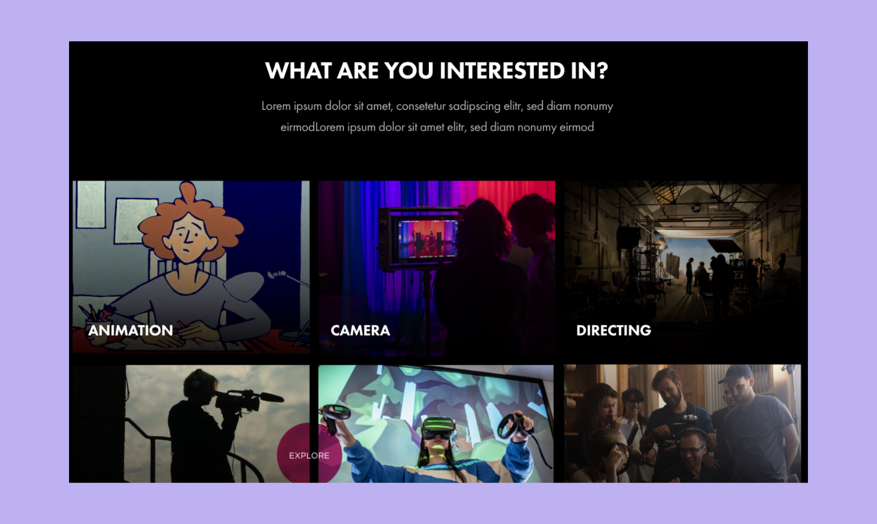 National Film and Television School (NFTS) bespoke web design courses page