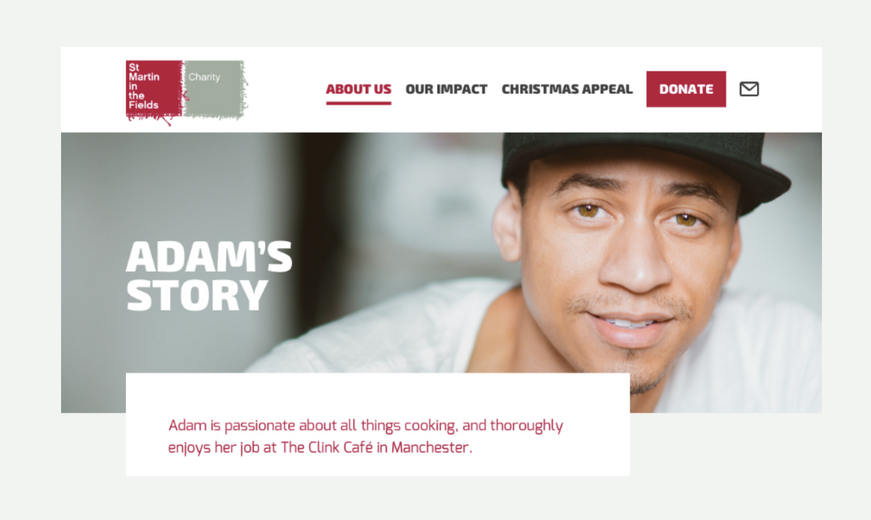 St Martin-in-the-Fields bespoke web design Adam's story page