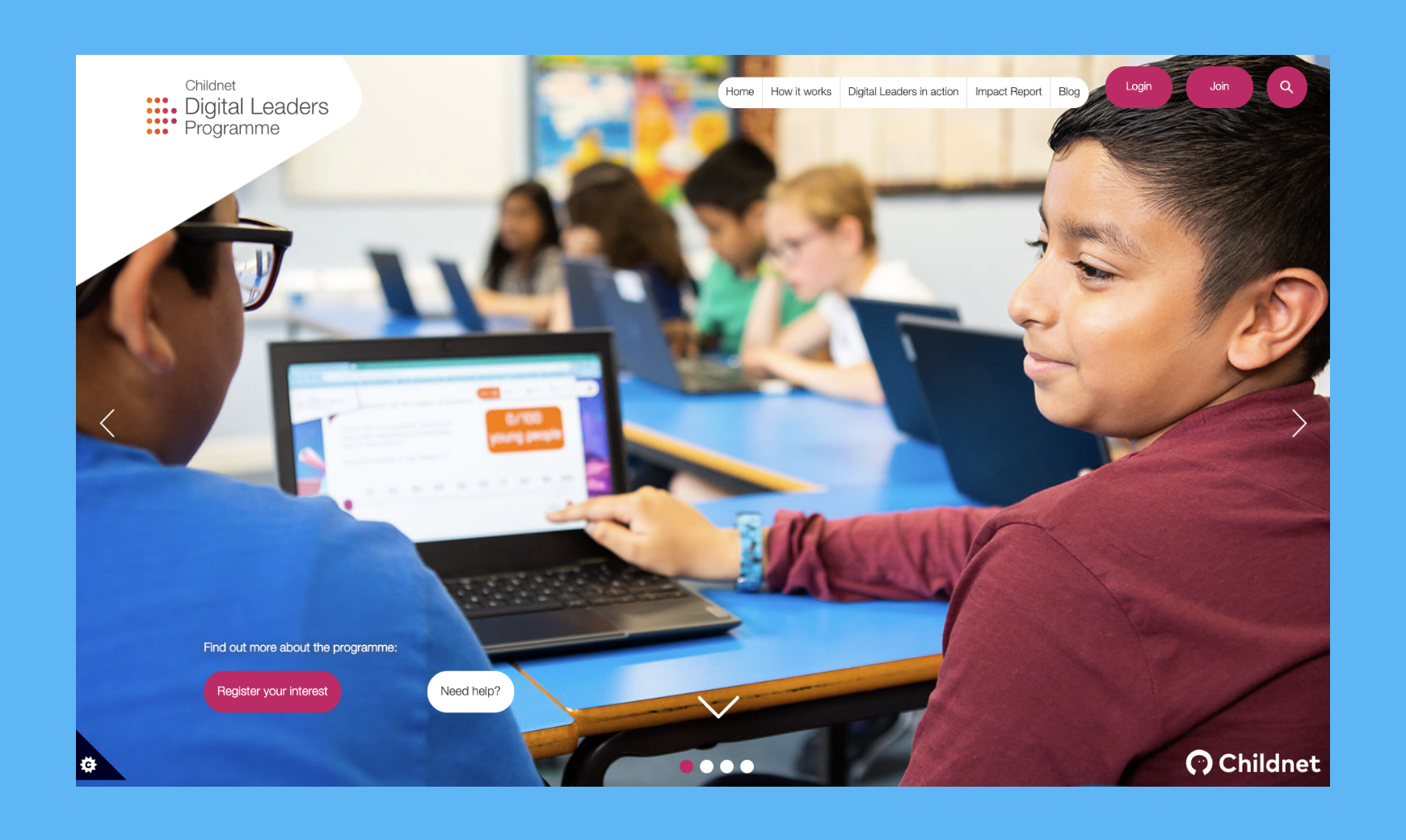 Childnet Digital Leaders bespoke web design home page