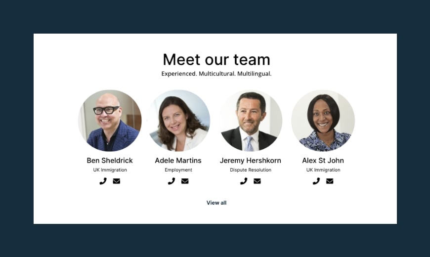 Magrath Sheldrick Solicitors' bespoke web design meet our team page