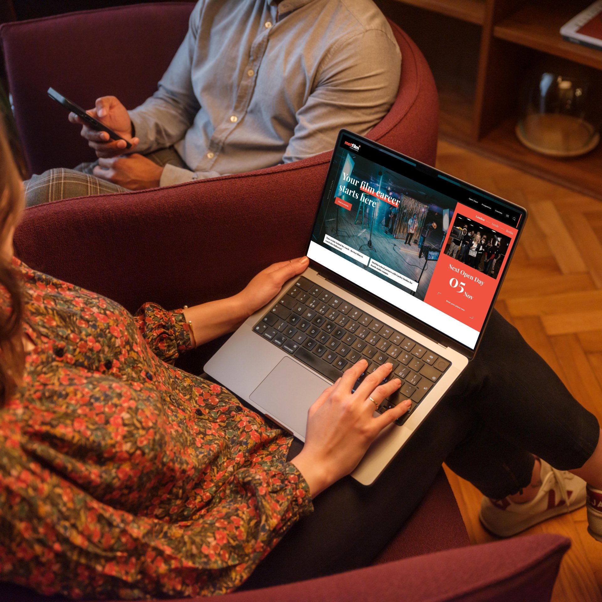 Laptop displaying homepage of MetFilm School's education web design, built bespoke and responsive on Wordpress