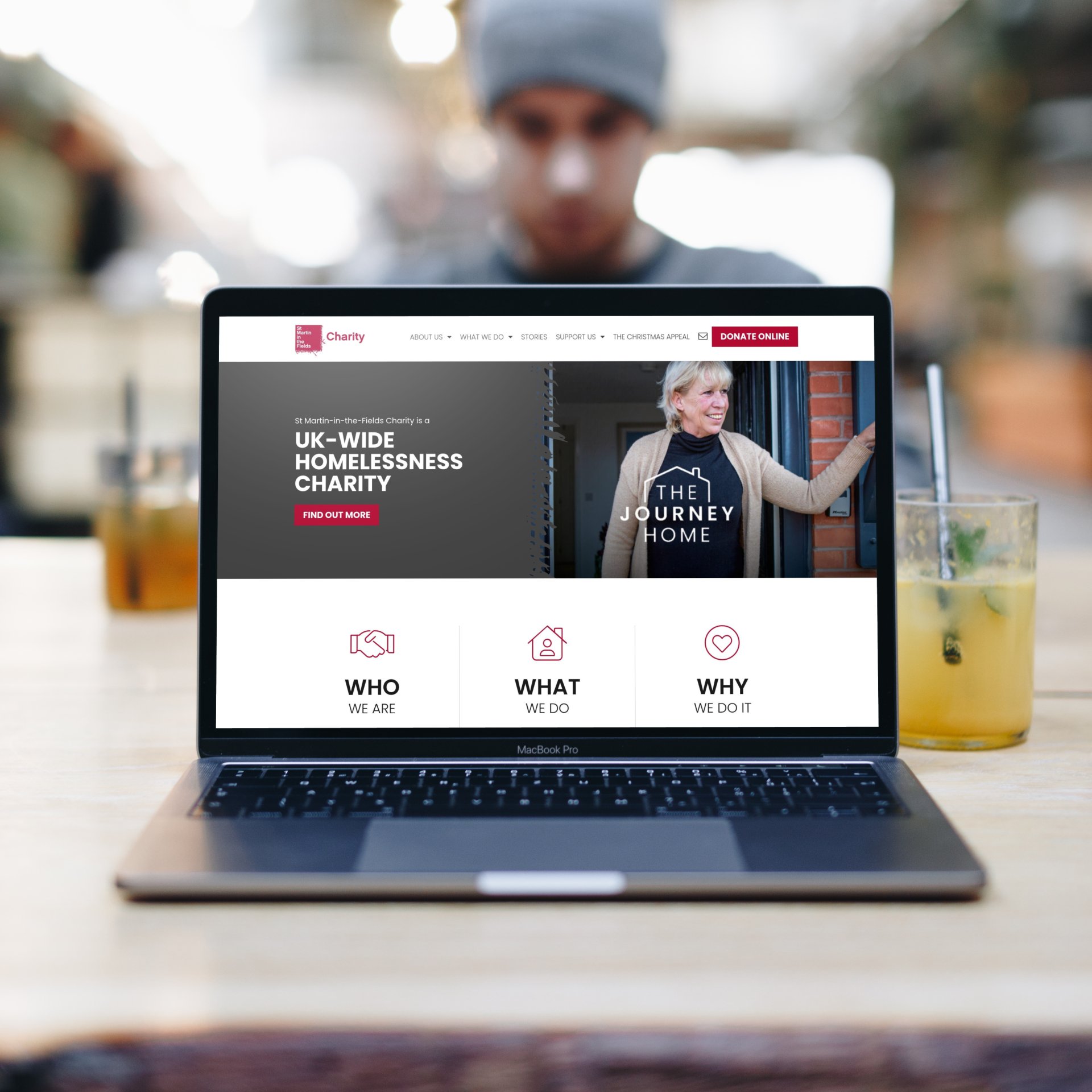 Laptop displaying St Martin-in-the-Fields Charity's bespoke web design within the charity sector