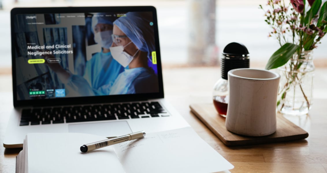 Laptop image of law firm content marketing