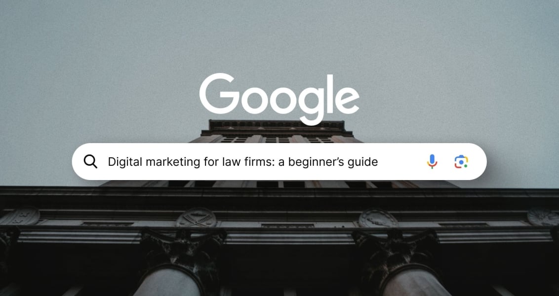 Google search bar with the search Digital marketing for law firms: a beginner's guide