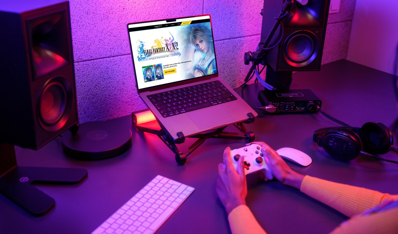 Laptop displaying Square Enix B2C website development