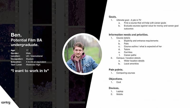 Student persona example for education marketing
