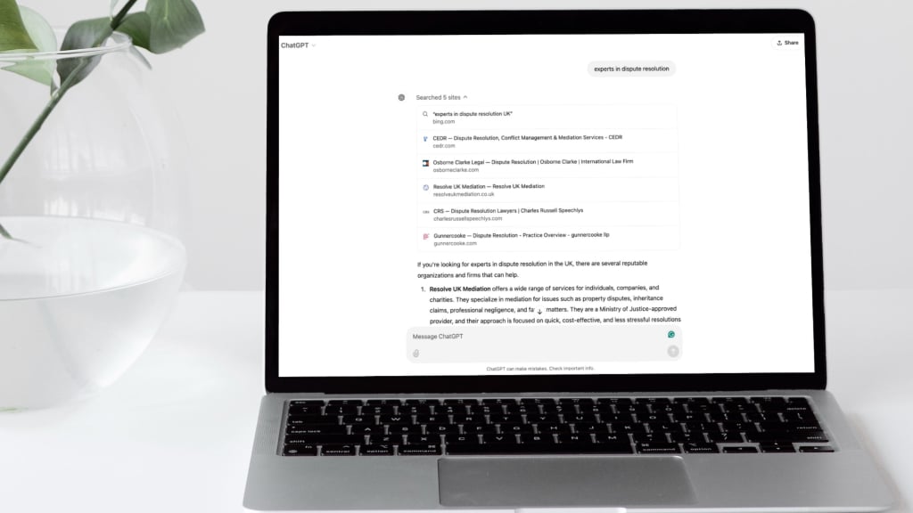 ChatGPT Search query for law firm experts