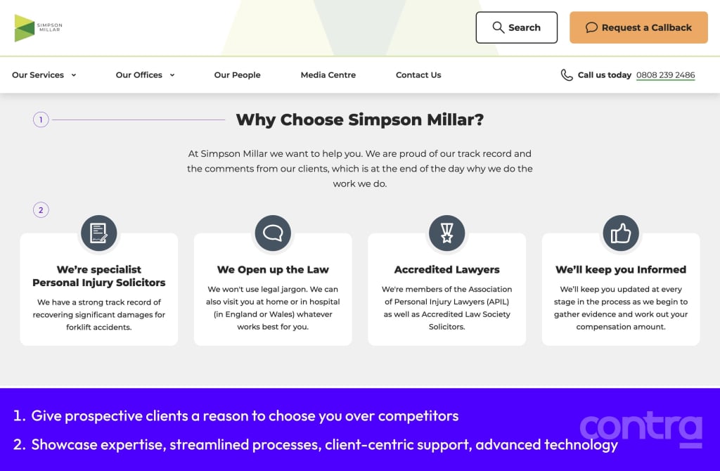 law firm landing pages why choose us