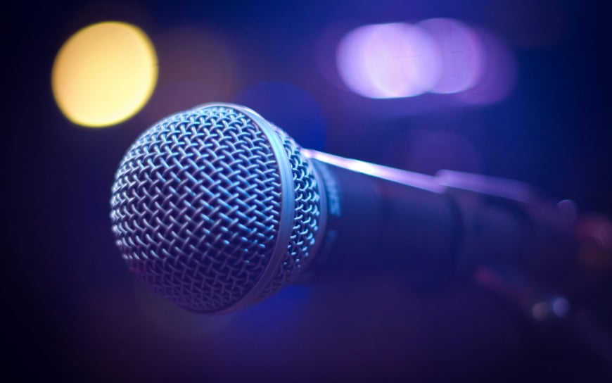 microphone on purple background