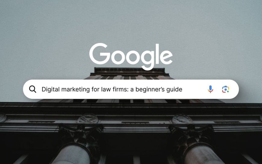 Google search bar with the search Digital marketing for law firms: a beginner's guide