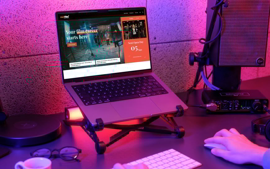 SEO web page design of a university website on a laptop