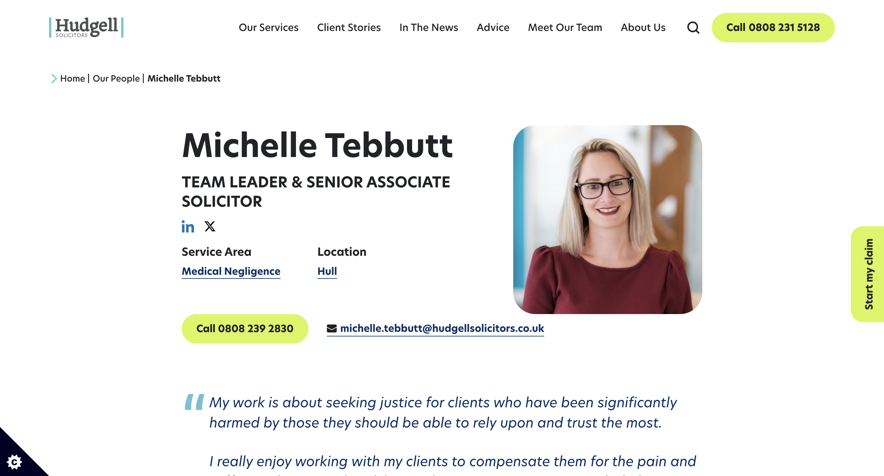 Hudgell Solicitors web design solicitor bio