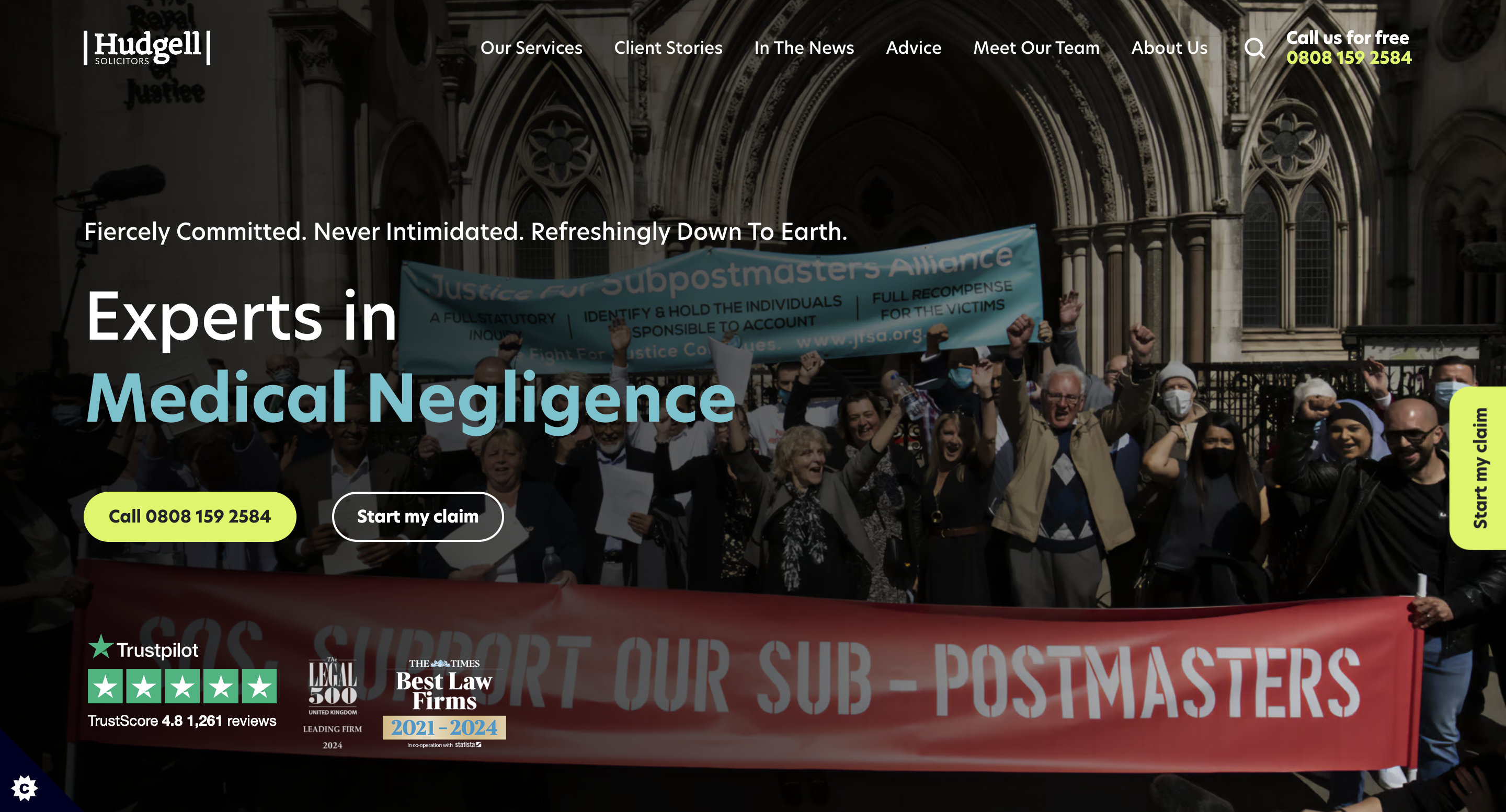 Hudgell Solicitors web design home page