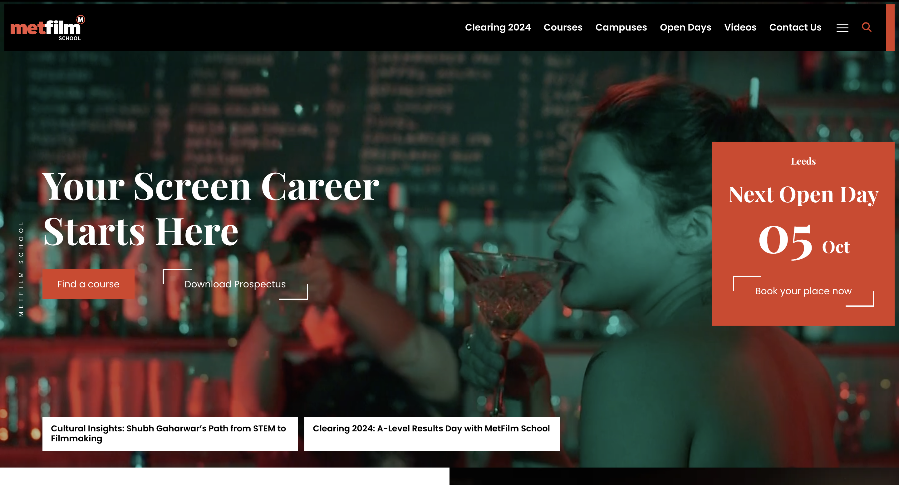 Metfilm School web design home page