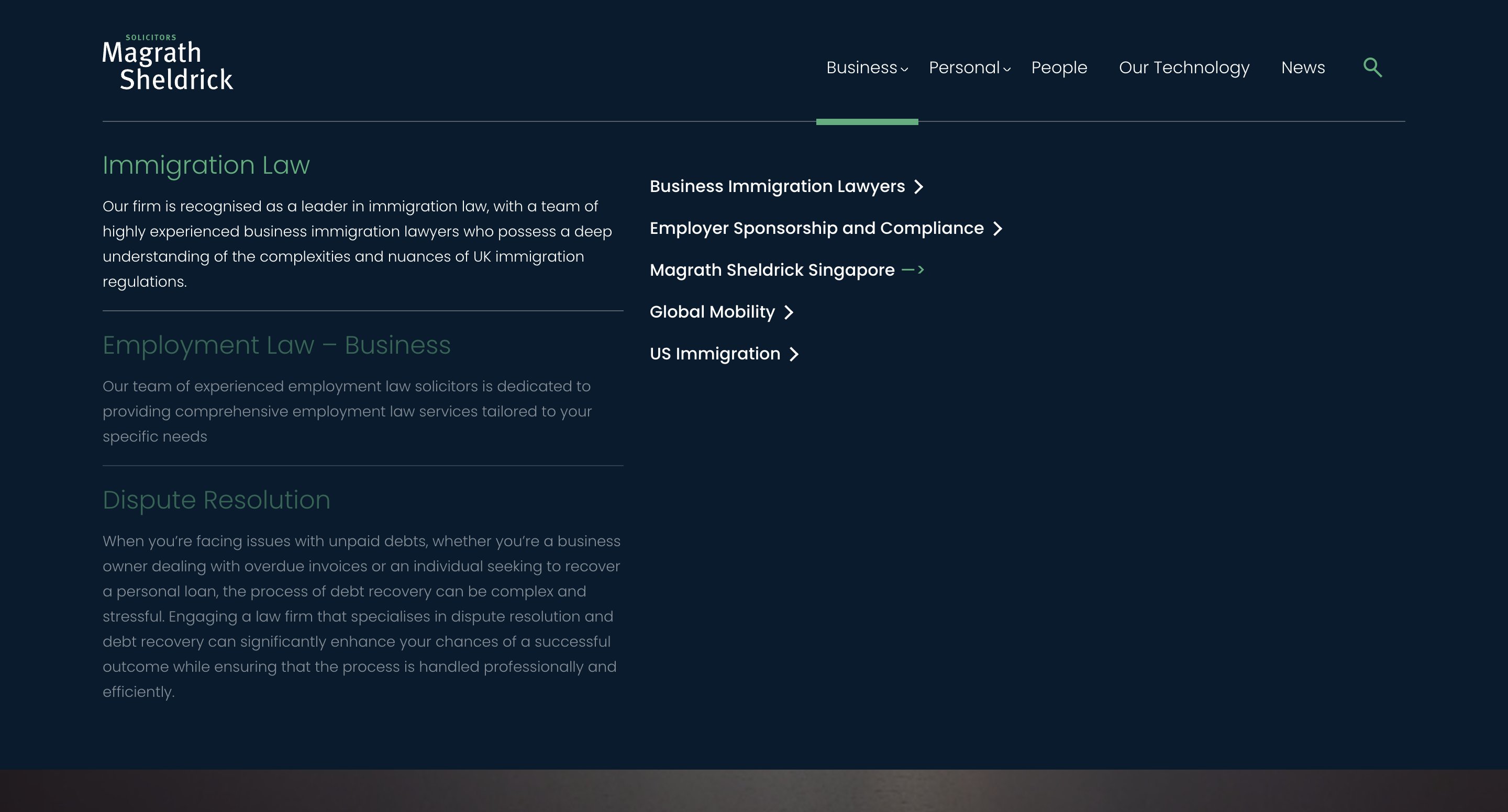 Magrath web design mega menu