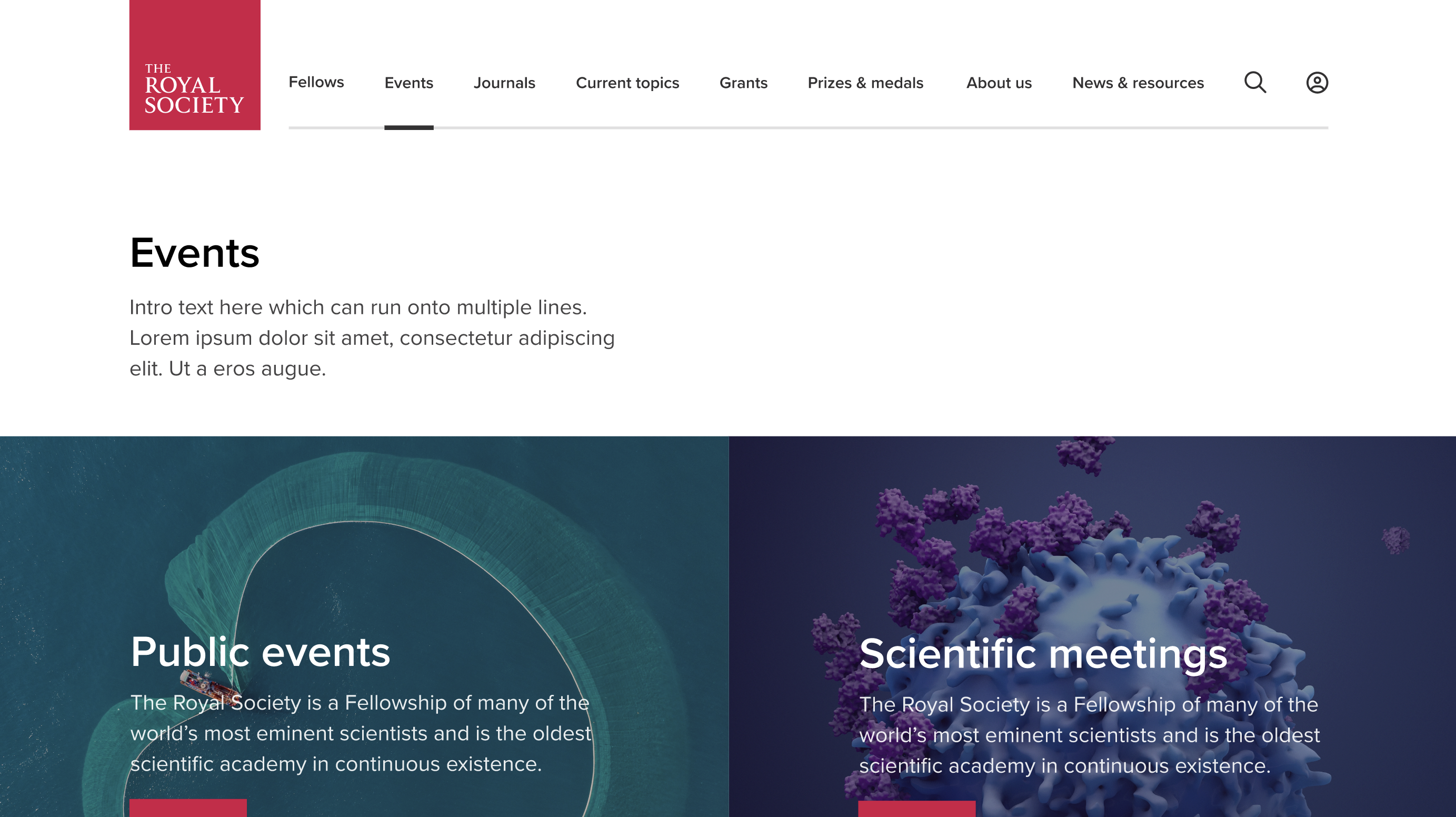 The Royal Society web design event page