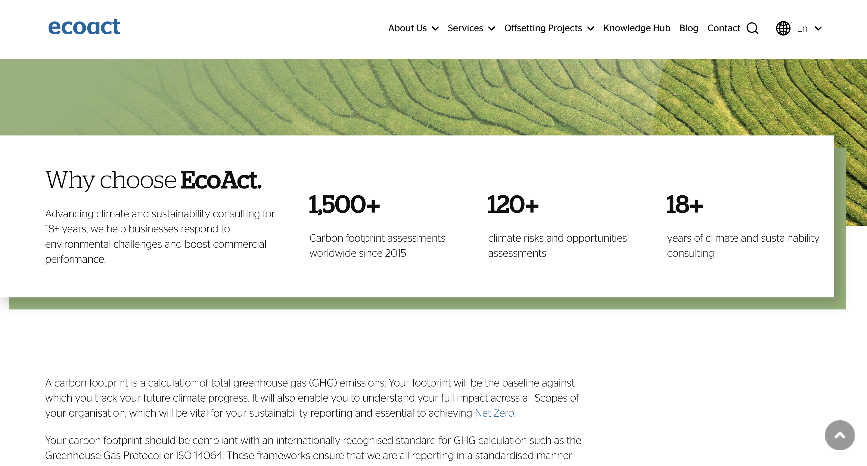 EcoAct web design trust markers