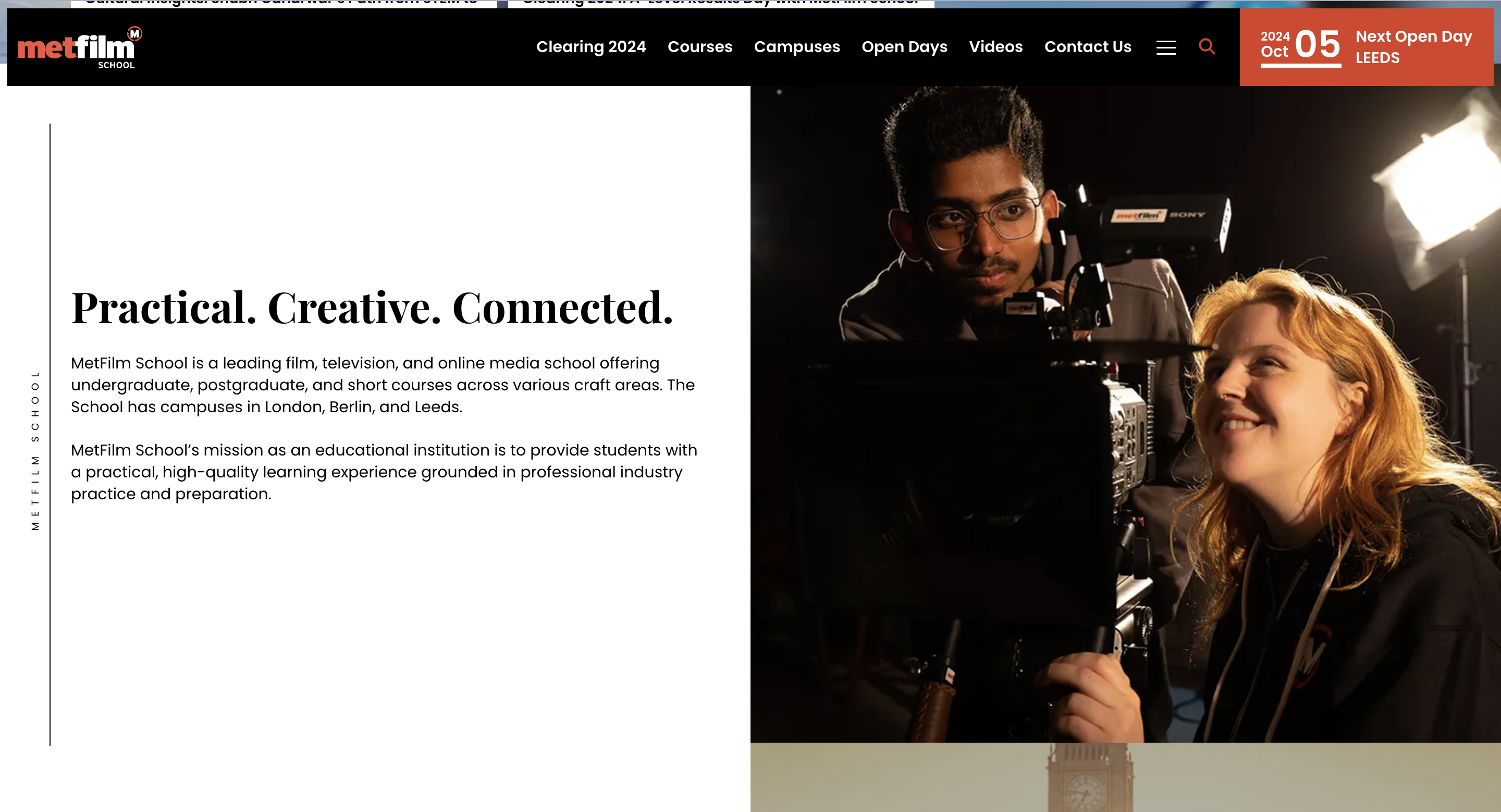 Metfilm School web design copywriting