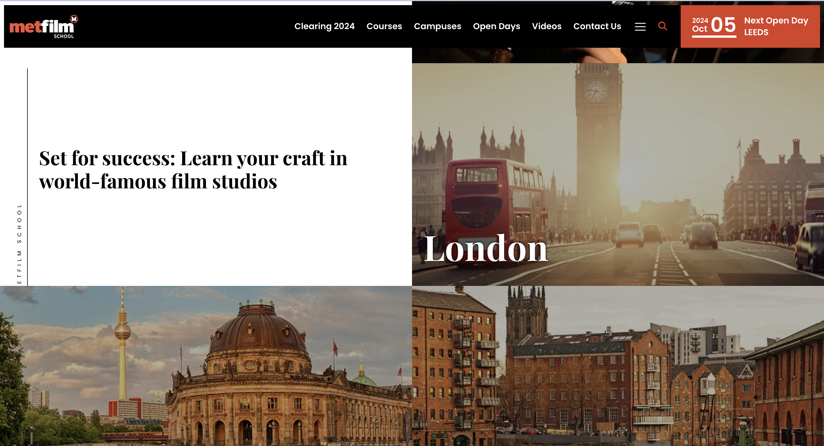 Metfilm School web design copywriting