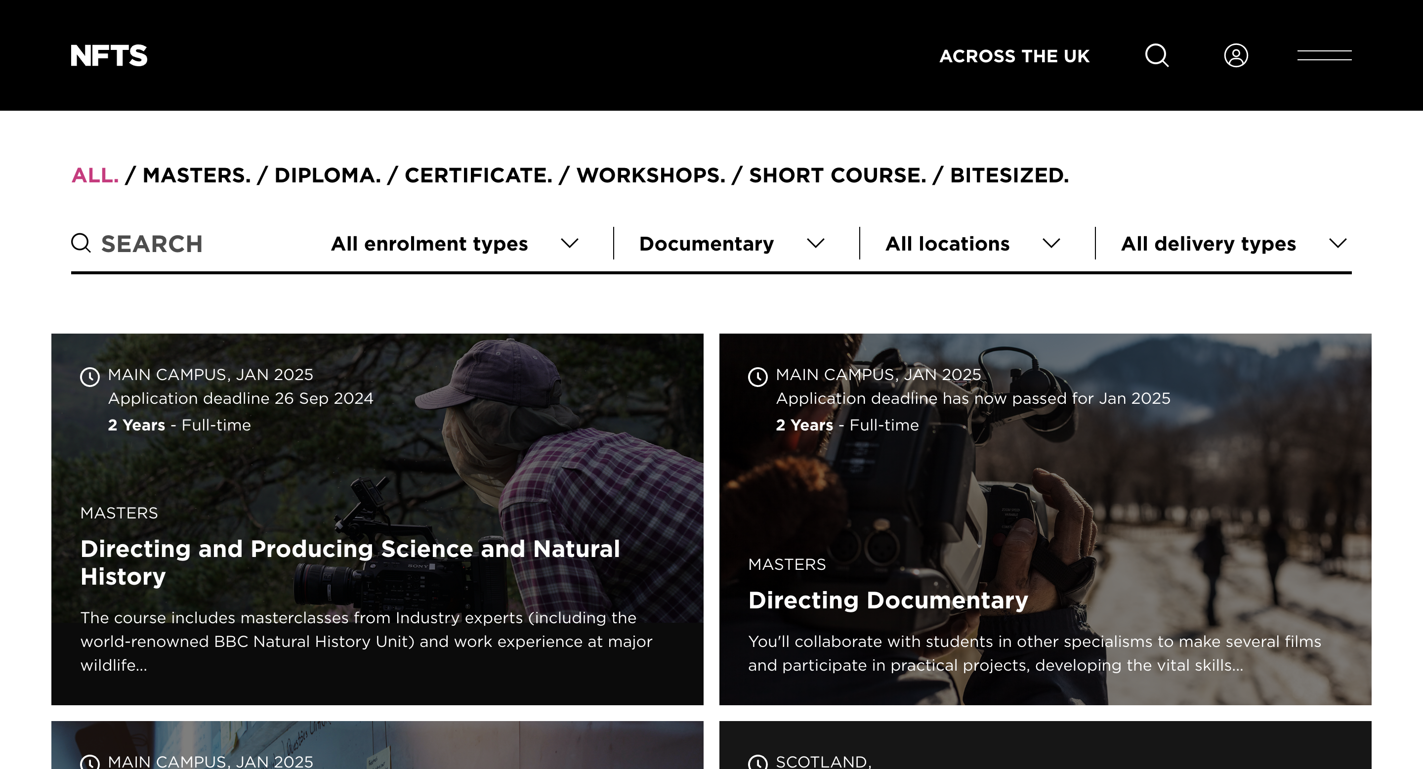 NFTS web design course page