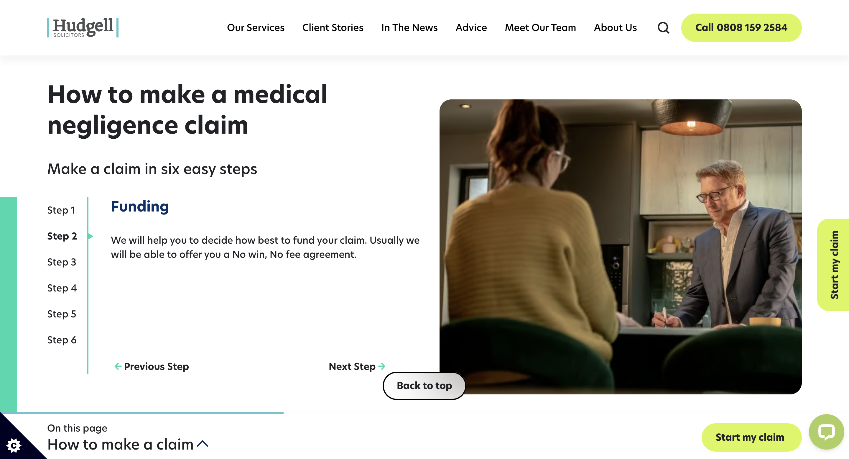 Hudgells Solicitors web design step-by-step process component