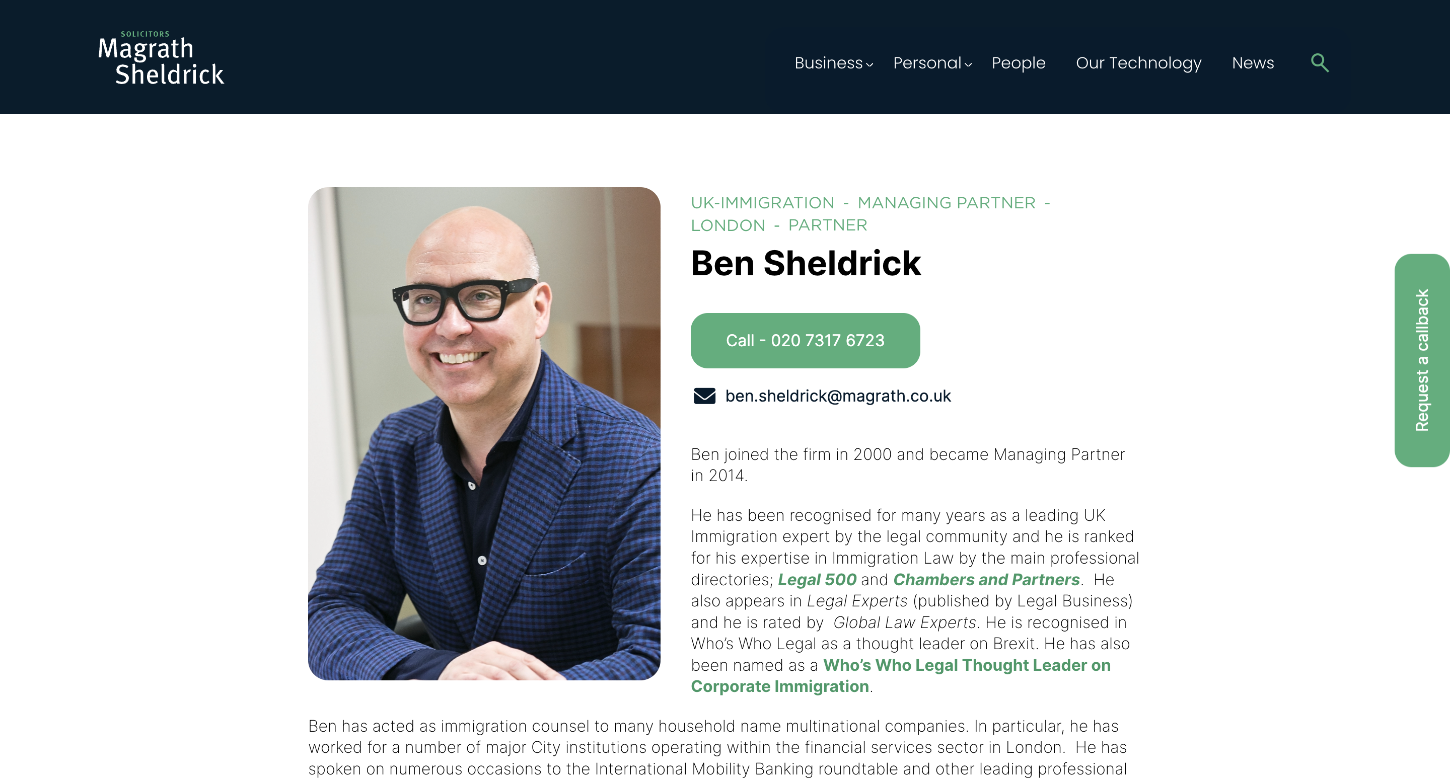 Magrath Sheldrick law firm web design solicitor profile