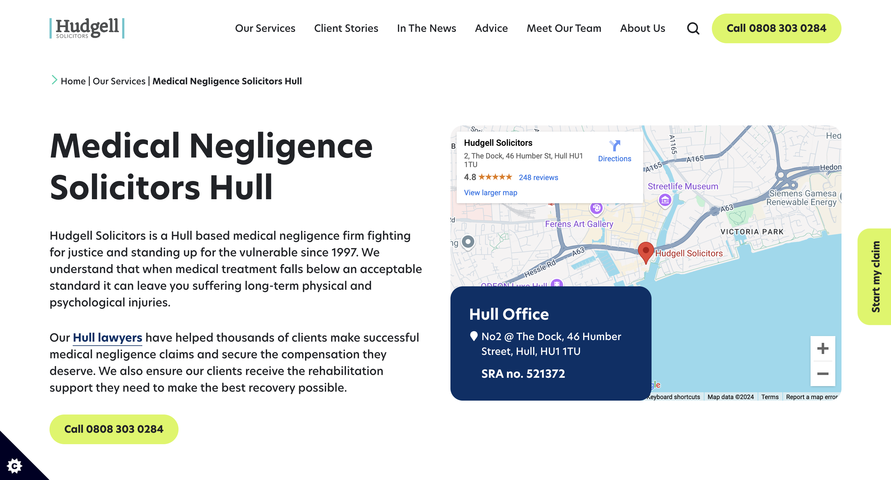 Hudgell Solicitors Local SEO page Hull