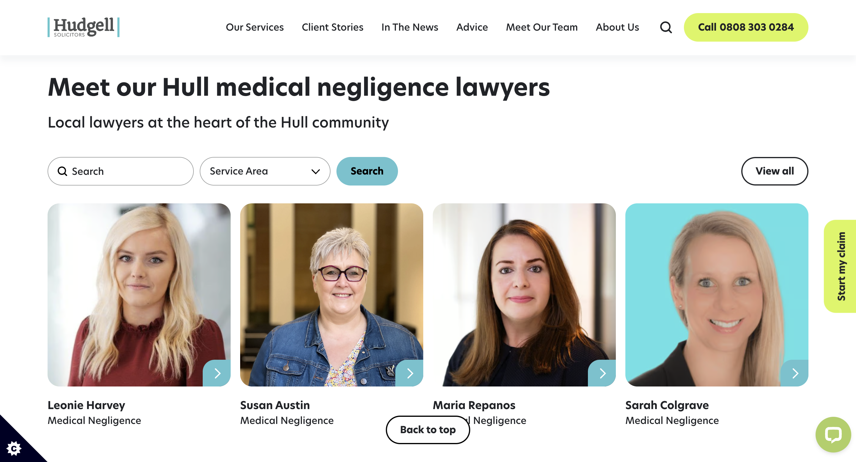 Hudgell Solicitors Local SEO page Hull team