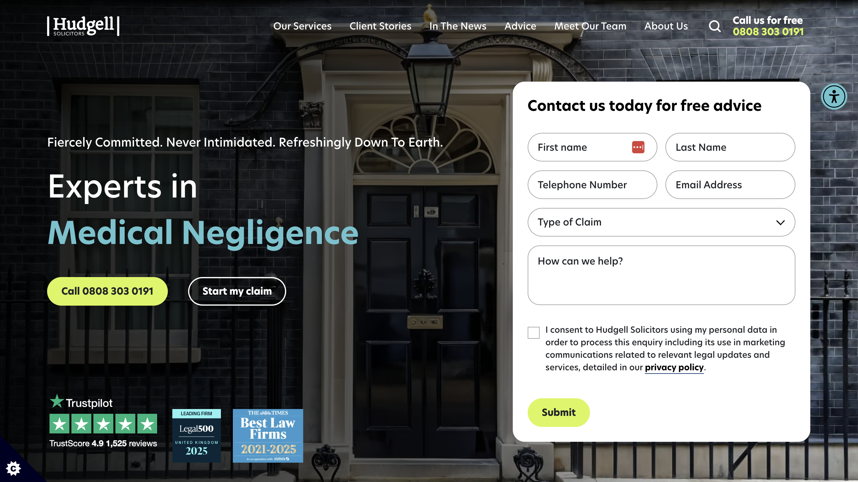 Hudgell Solicitors law firm website home page