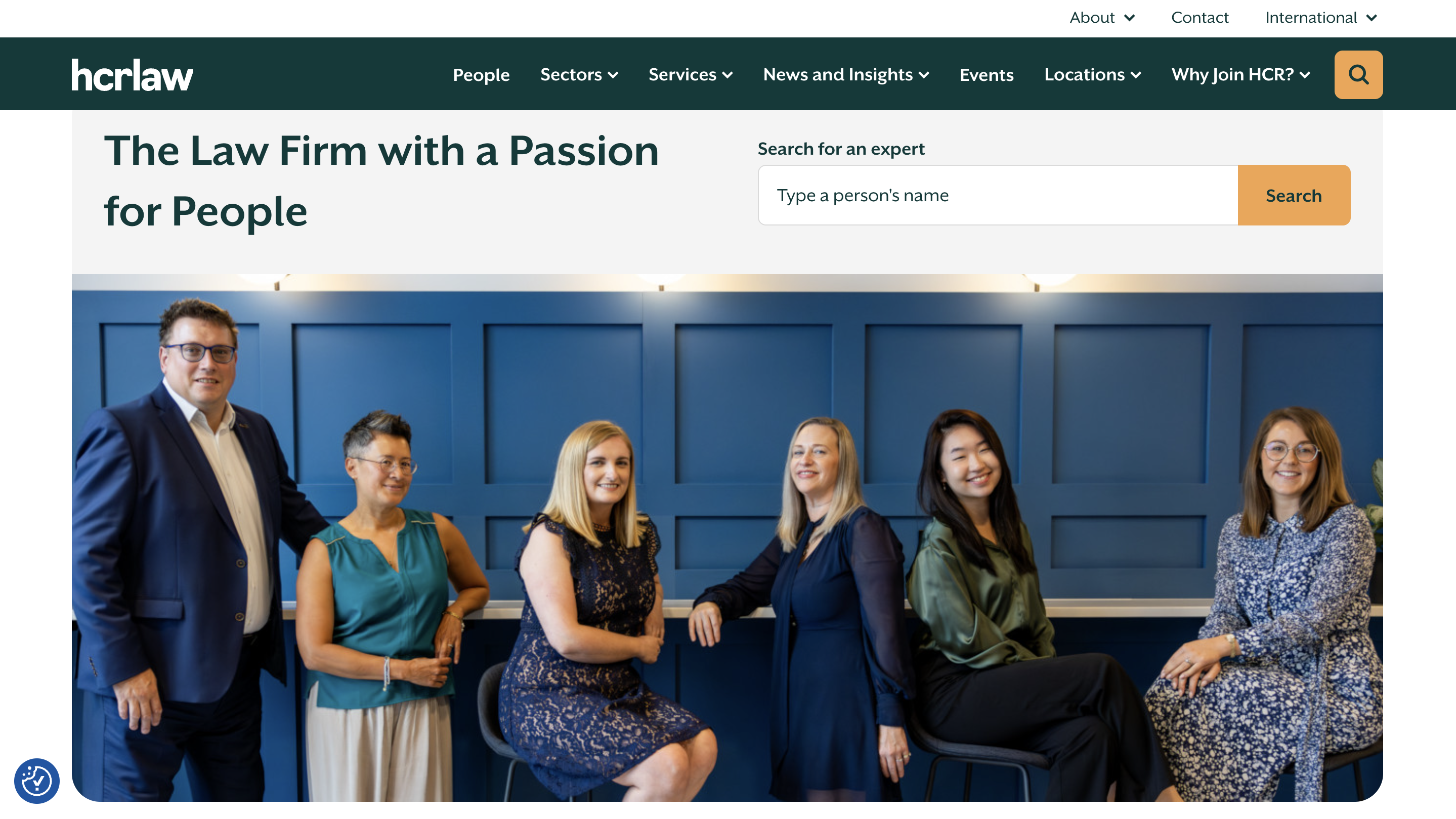 HCR Law firm website home page